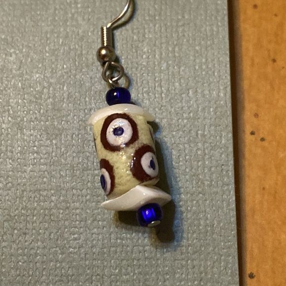 Handcrafted Ghana Krobo Bead Earrings Bought in Ghana New - Picture 2 of 4